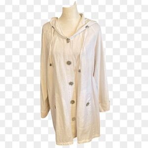 Jones New York Cream Trench Coat Jacket with hood size XL